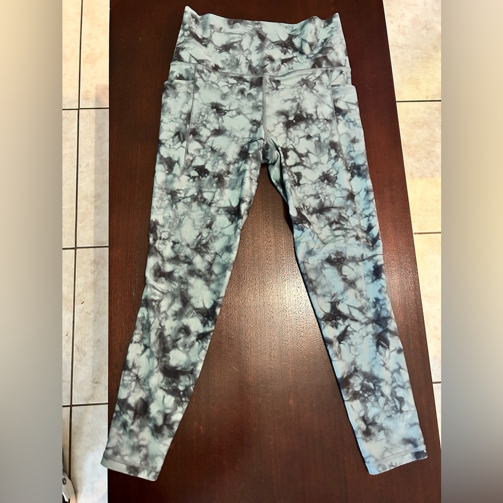Athleta Blue and Black Tie-Dye Jeggings